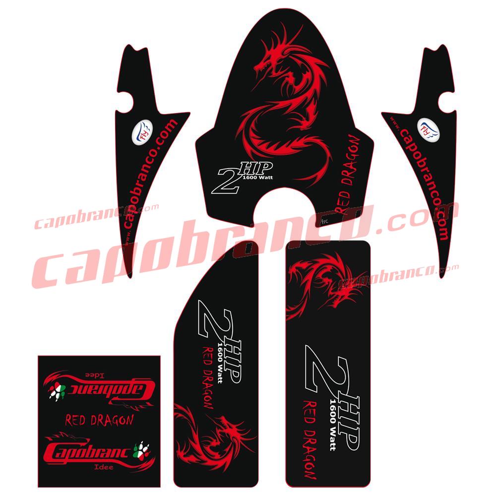 Kit adesivi Monopattino Elettrico RED DRAGON