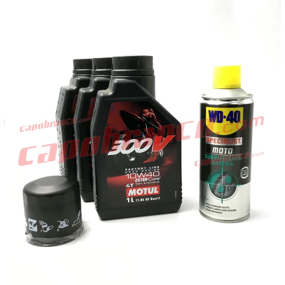 Kit revisione moto: Olio motore MOTUL+Lubrificante SPRAY catena  WD-40+Filtro Olio