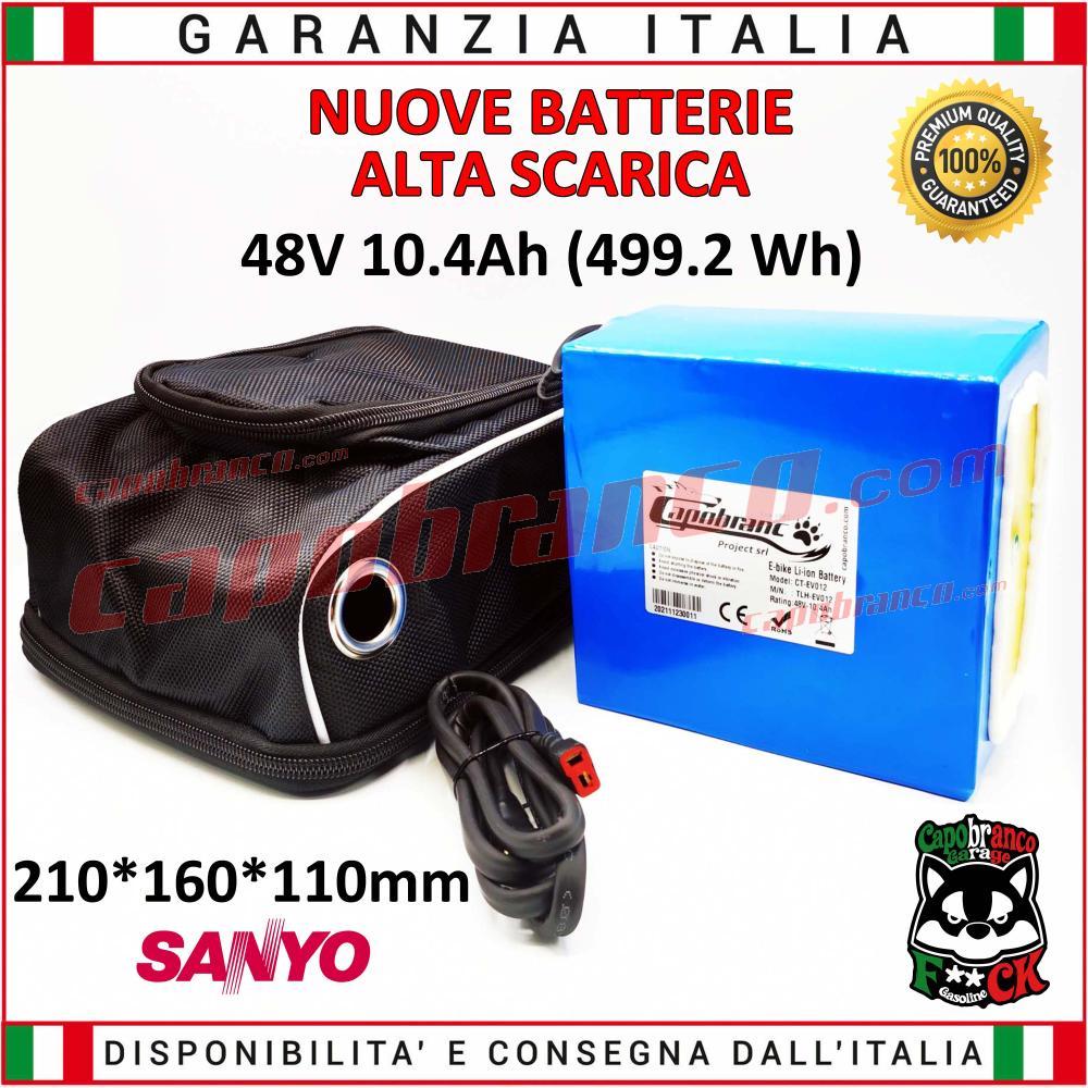 Capobranco Shop - Prodotto: BATBAG48V10.4 - BATTERIA LITIO bici elettrica  monopattino48 Volt 10.4Ah ALTA SCARICA CON BORSA - Capobranco (BATTERIE PER  BICI ELETTRICHE-Interni Batterie LITIO - 48V);