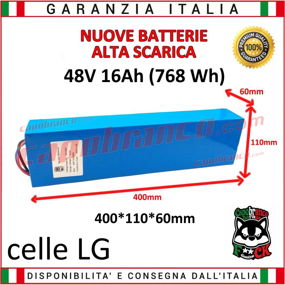 Interno Batteria Bici elettrica 48 Volt 16 Ah Litio (768Wh) - MISURE:  400x110x60mm