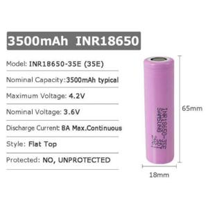Samsung INR18650-35E 3500mAh - 8A Lithium Cells