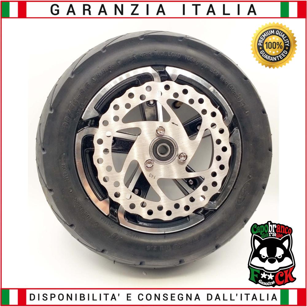 Ruota ANTERIORE Pneumatico Stradale monopattino elettrico 90/65-6.5 CERCHIO e DISCO FRENO 