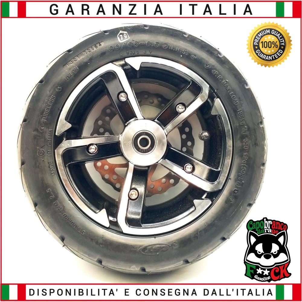 Ruota ANTERIORE Pneumatico Stradale monopattino elettrico 90/65-6.5 CERCHIO e DISCO FRENO 