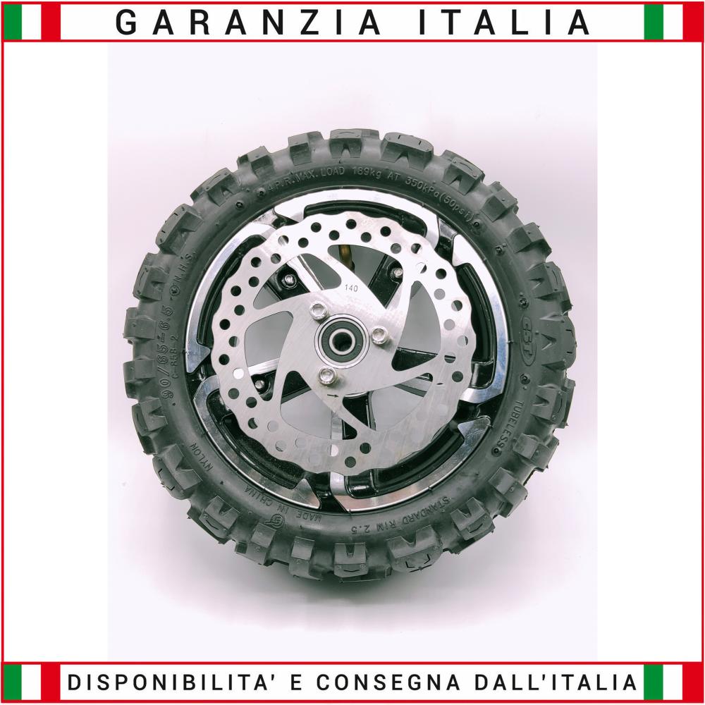 FRONT Wheel Notched Tire 90 / 65-6.5 COMPLETE WITH RIM and BRAKE DISC