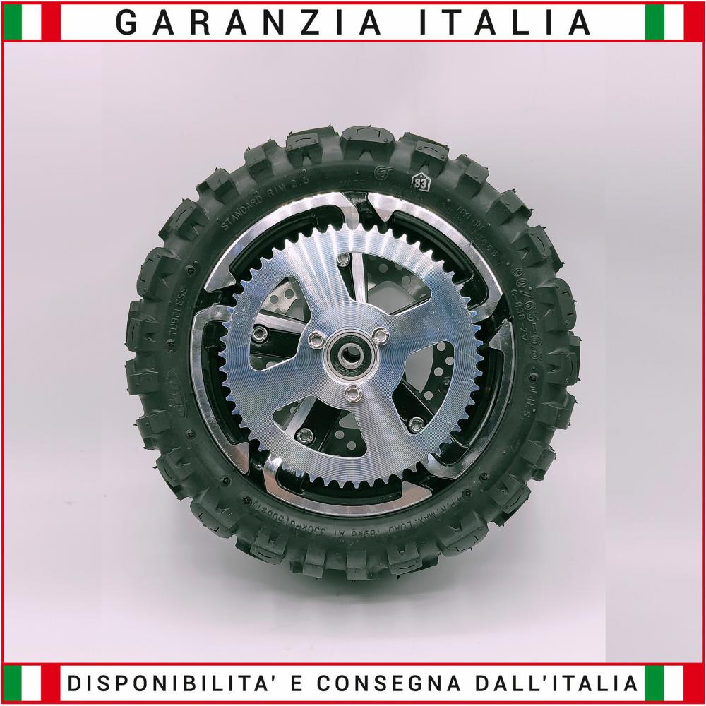 REAR Wheel Notched Tire 90 / 65-6.5 COMPLETE WITH RIM, BRAKE DISC and CROWN Z54