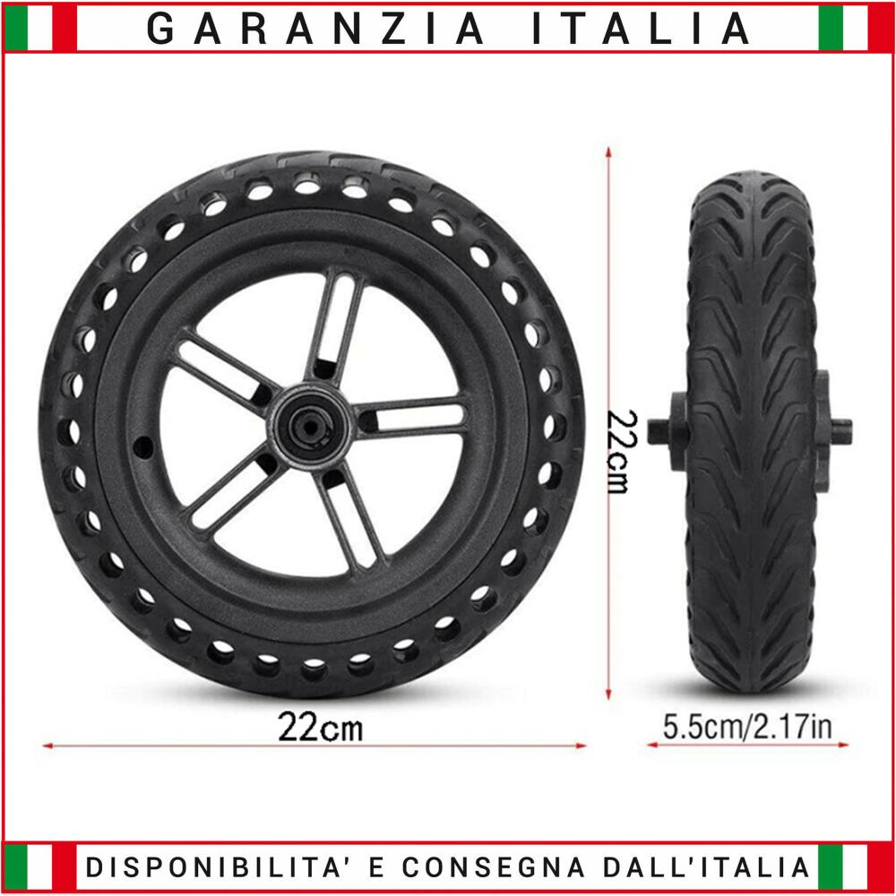 Cerchio pneumatico completo SOLIDO antiforatura 8 1/2 x2