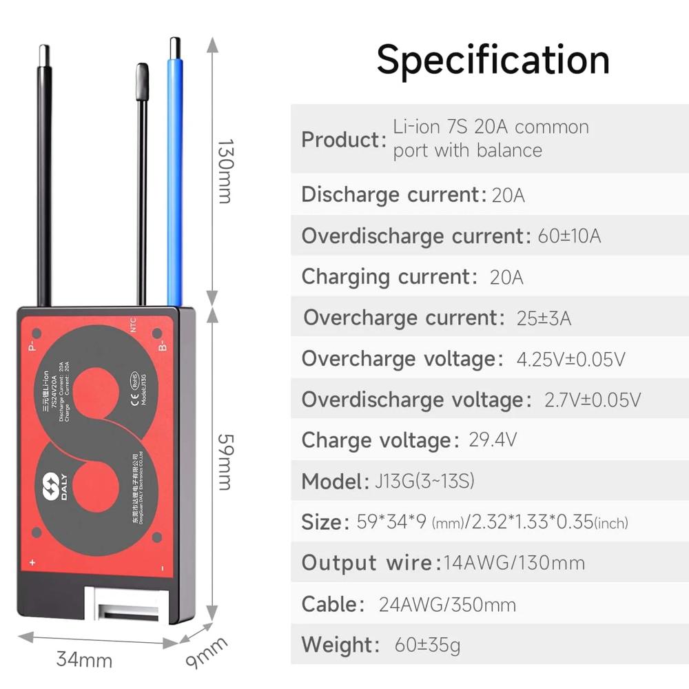 BMS 7S 24V 20A DALY – Nuova generazione