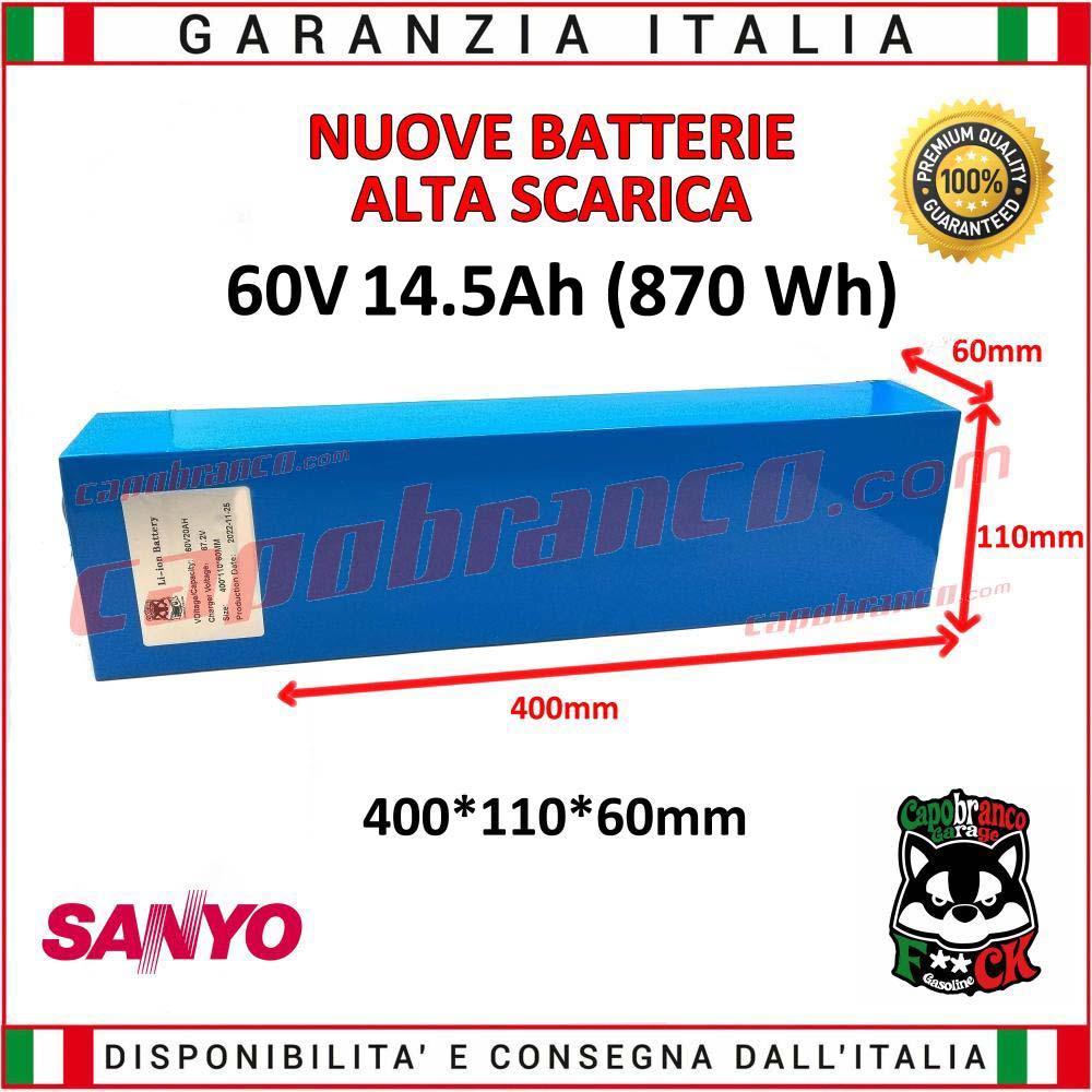 Interno Batteria bici elettrica 60Volt 14.5 Ah Litio (870Wh) - MISURE: 400x110x60mm
