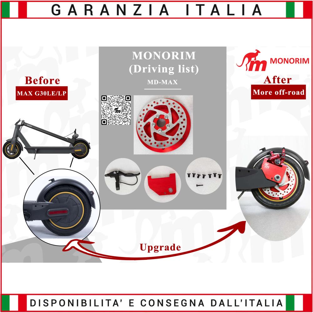 Kit adattatore freno a disco POSTERIORE Monorim per Ninebot Max G30 D / E / P/ DII / EII/ LE / LD