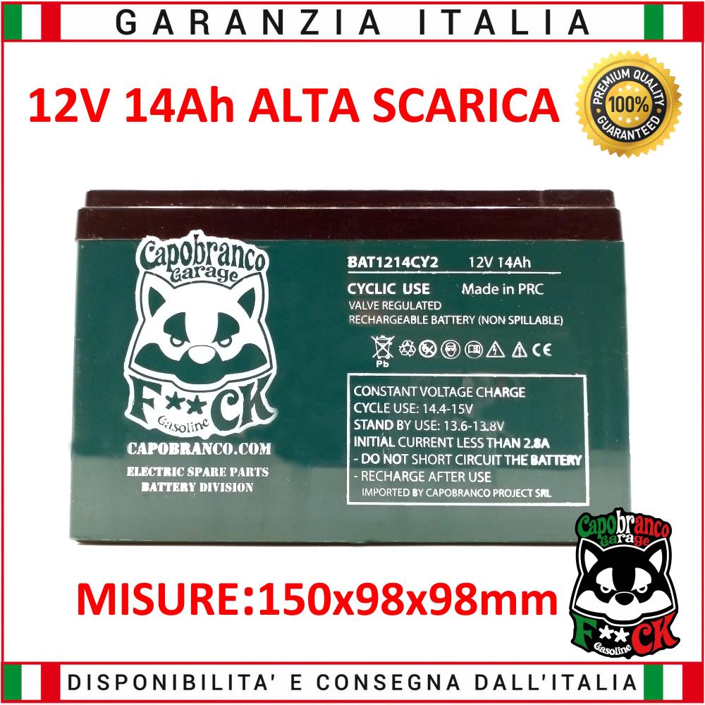 BATTERIA AL PIOMBO CICLICA ALTA SCARICA 12V 14Ah MARCA CAPOBRANCO