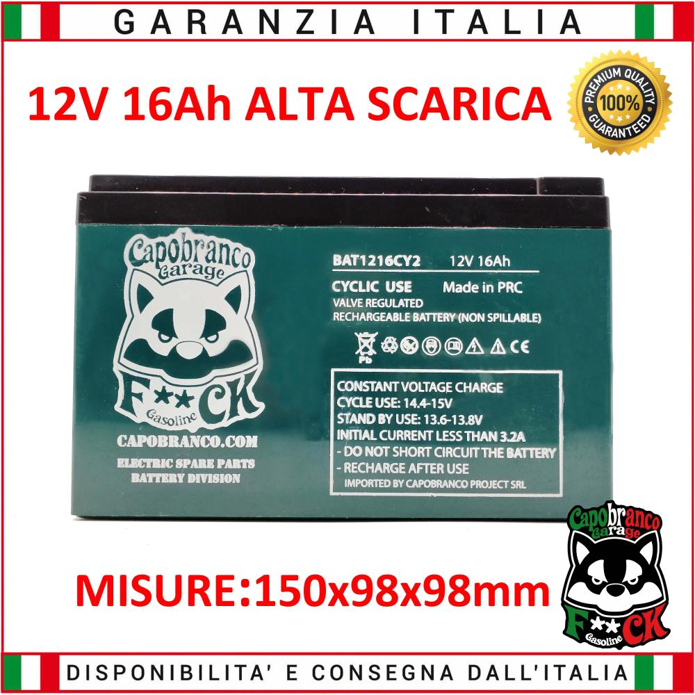 BATTERIA AL PIOMBO CICLICA ALTA SCARICA 12V 16Ah MARCA CAPOBRANCO
