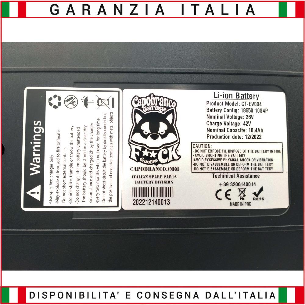 Batteria Portapacchi Litio 36 Volt 10.4 Ah (374.4Wh) Bici Elettrica