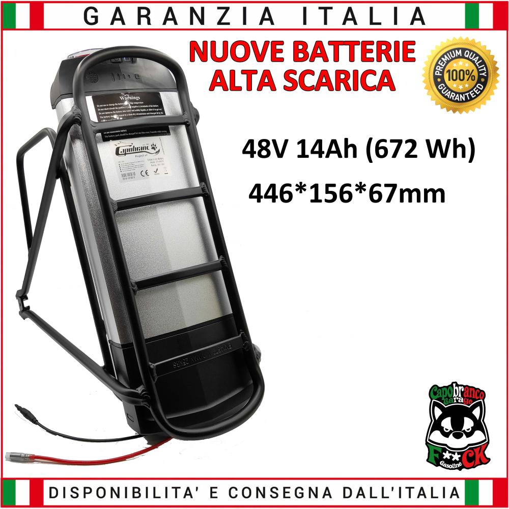 Batteria litio per bici elettrica con portapacchi posteriore 48 volt 14Ah 
