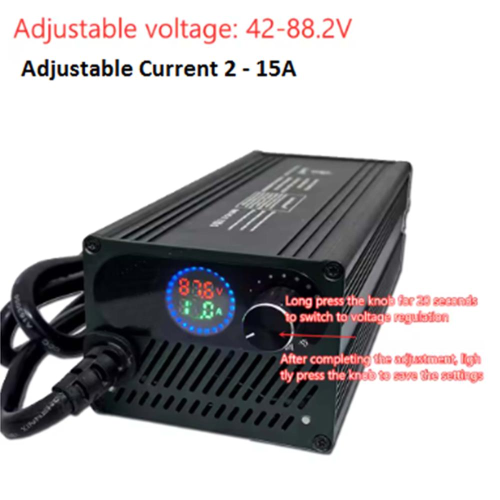 Universal Lithium/Lifepo4 Battery Charger Adjustable Voltage and Amperage 42-88.2V 2-15Ah