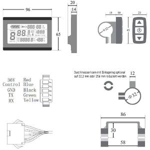 Display KT LCD3 24/36/48 Volt bici elettrica Connessione Standard