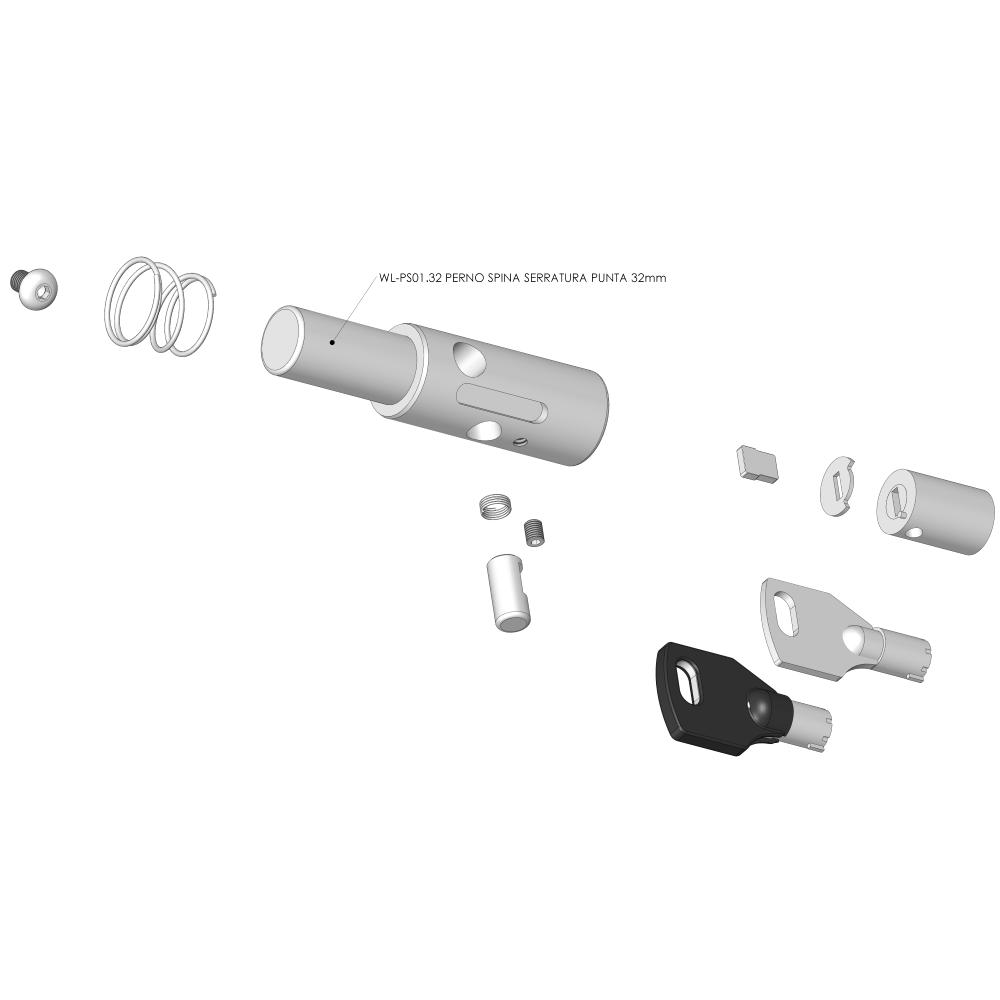 Assemblato RICAMBIO PERNO SERRATURA ELETTRONICA PER BLOCCARUOTA PERNO 32mm Completo di Serratura Meroni