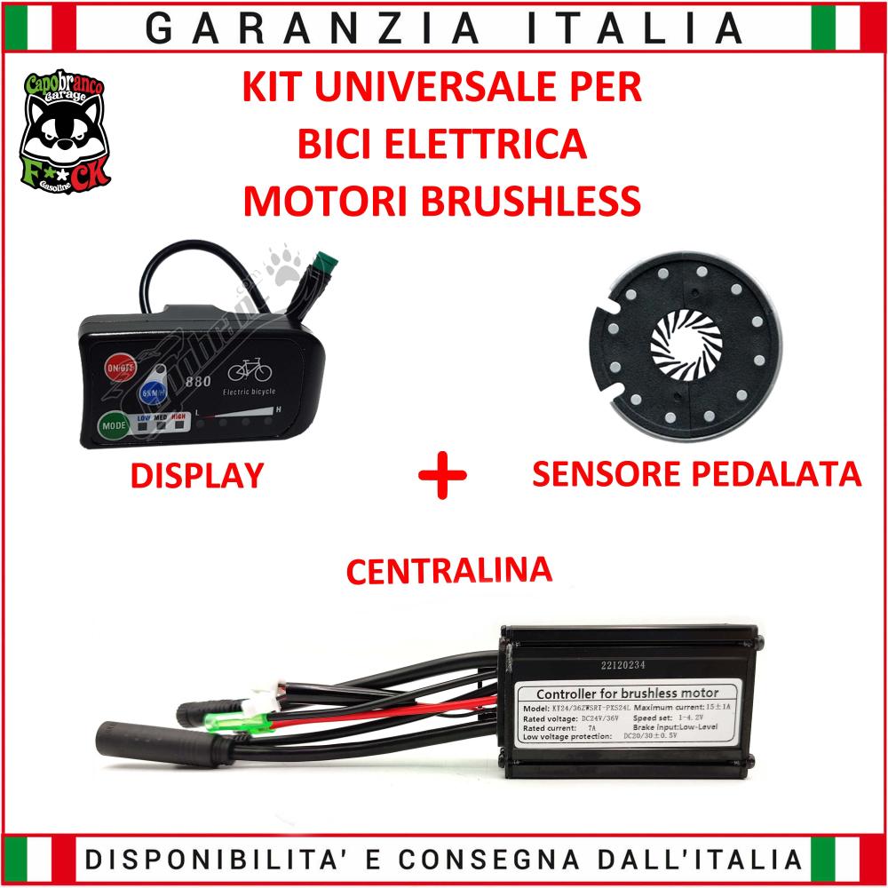 Kit Centralina + Display LED + Pas + Cablaggio Universale 36V 15A UPG Motori Brushless
