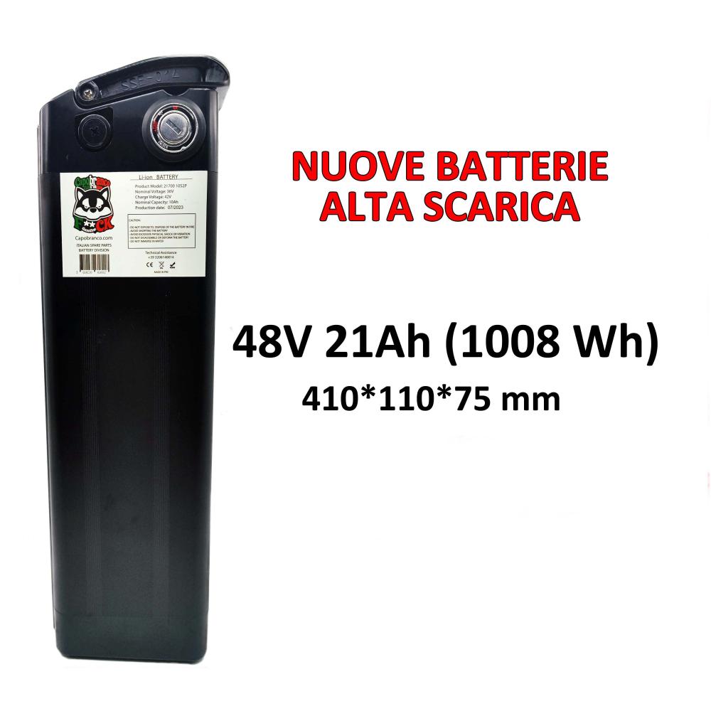 Batteria Litio Bici elettrica48 Volt 21Ah ALTA SCARICA 1008 Wh e-bike