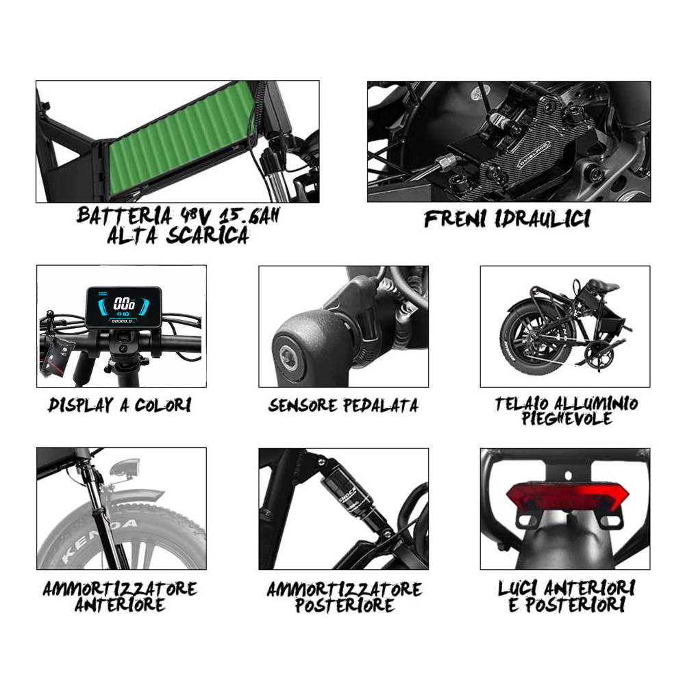 Fat Bike Capobranco 48V 15.6Ah 250W (750W PICCO) Chiave elettronica